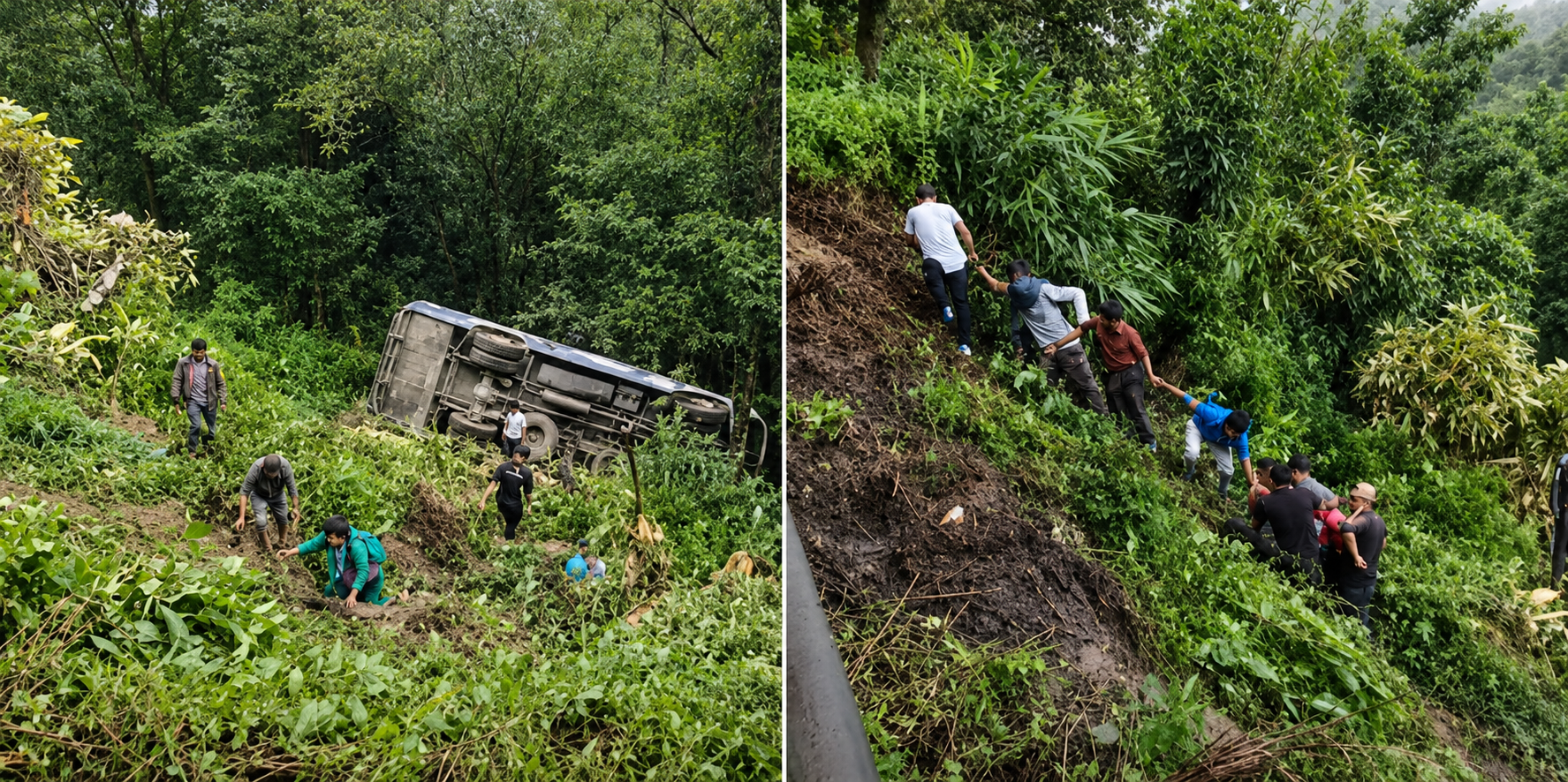 नुवाकोटमा बस र ईभी भ्यान दुर्घटना हुँदा २ जनाको मृत्यु, ३ घाइते
