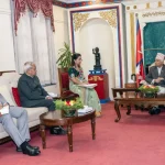 राष्ट्रपति पौडेलसँग भारतीय राजदूत श्रीवास्तवको बिदाइ भेट