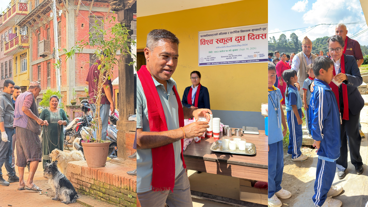 रेबिज खोपदेखि विद्यालय दूध दिवससम्म : पनौतीमा रोटरीको स्वास्थ्य तथा पोषण अभियान निरन्तर
